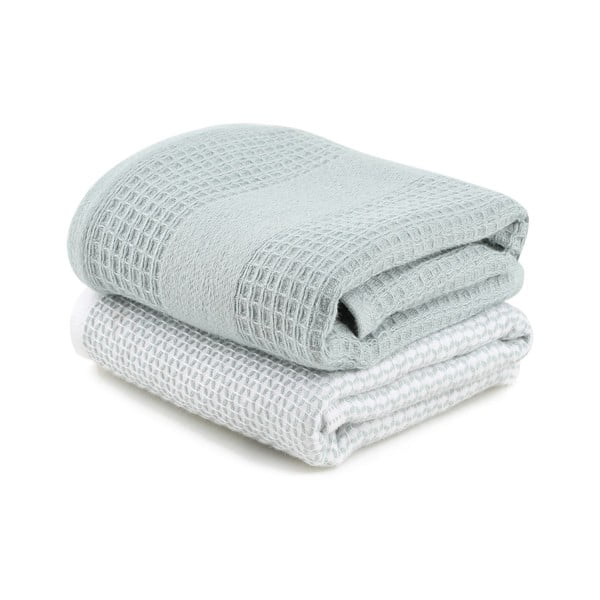 Set di asciugamani goffrati color menta/grigi 2 pz 40x60 cm Betty – Foutastic