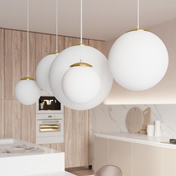 Lampada a sospensione color oro con paralume in vetro ø 30 cm Cezab - Sollux-image-1