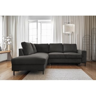 Divano letto in velluto a coste grigio scuro (angolo sinistro) Lofty Lilly - Miuform