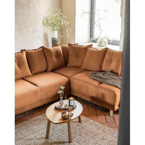 Divano letto angolare in velluto a coste color mattone (angolo destro) Lazy Lukka - Miuform-image-3