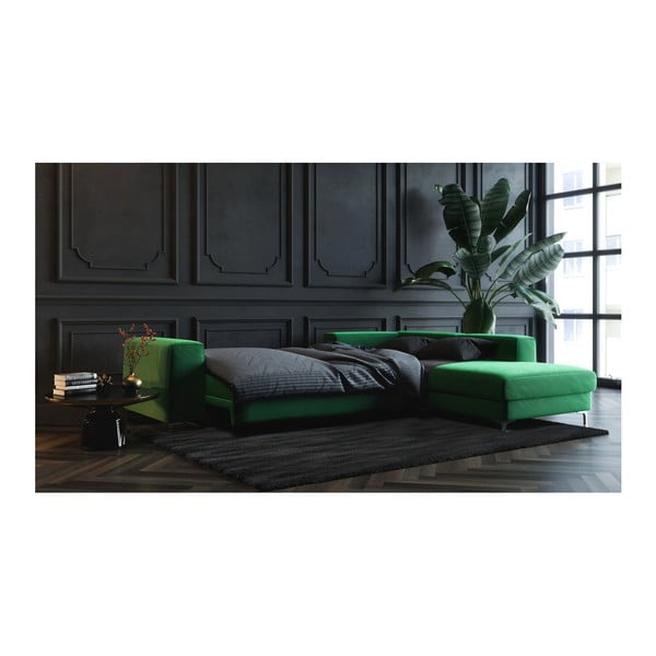 Divano letto angolare Devichy in velluto verde scuro, angolo sinistro Rothe - devichy-image-3
