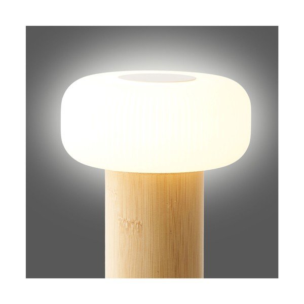 Lampada da tavolo bianca/di colore naturale in bambù con paralume in plastica (altezza totale 18 cm) Stafford – House Nordic-image-3