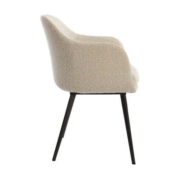 Sedia da pranzo color crema in imbottito con braccioli Leone – Light & Living-image-2