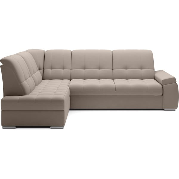 Divano angolare beige allungabile/con contenitore (con penisola a sinistra/a L) e rivestimento in velluto Sado – ELTAP