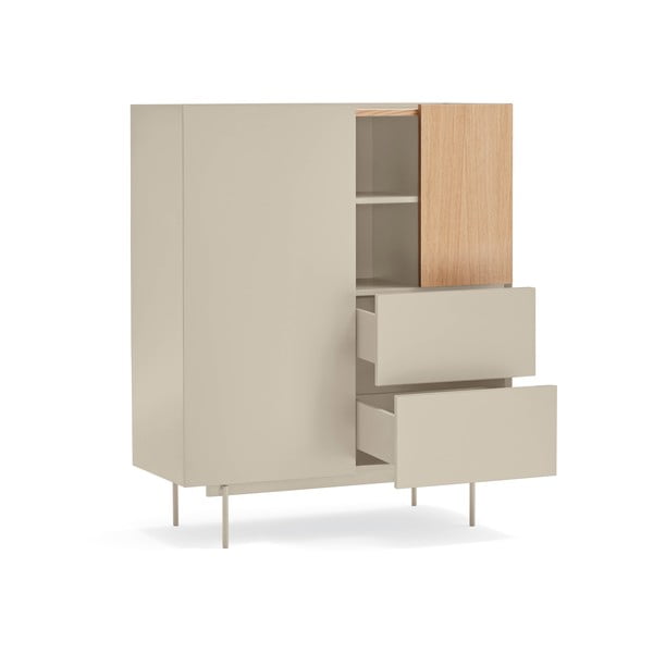 Cassettiera alta beige/naturale in rovere 100x45 cm Otto - Teulat-image-2