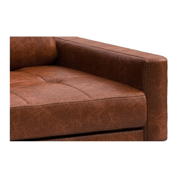 Divano angolare in pelle rosso-marrone con inserti, angolo sinistro Musso - MESONICA-image-4