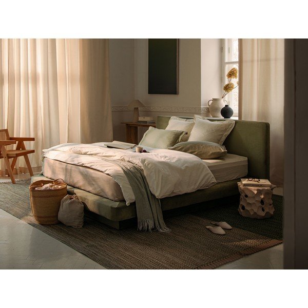 Letto matrimoniale imbottito grigio chiaro 140x200 cm Linea – Micadoni -image-1