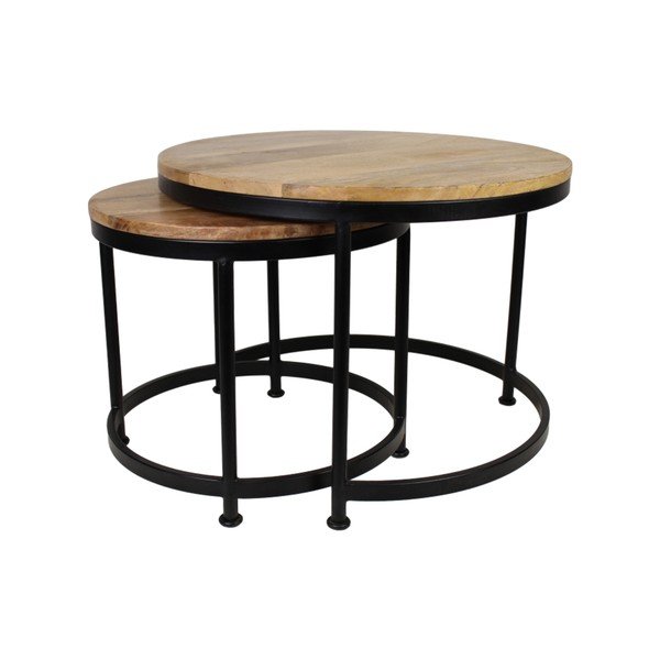 Set di 2 tavoli con piano in legno di mango non trattato Sanndine - HSM collection