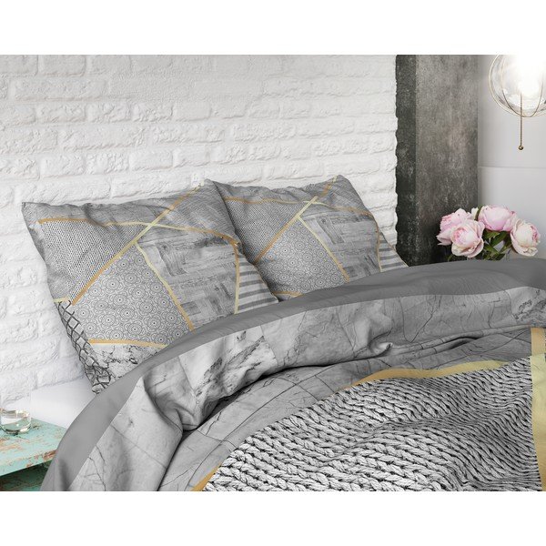 Biancheria da letto matrimoniale in cotone grigio Graphic, 200 x 200/220 cm - Pure Cotton-image-2