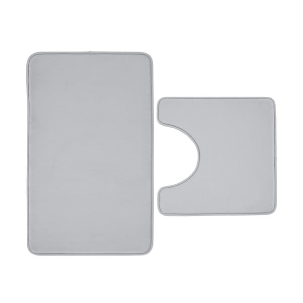 Set di tappetini per il bagno grigio chiaro in memory foam 2 pz per WC 50x80 cm Anti-Bacterial – Catherine Lansfield