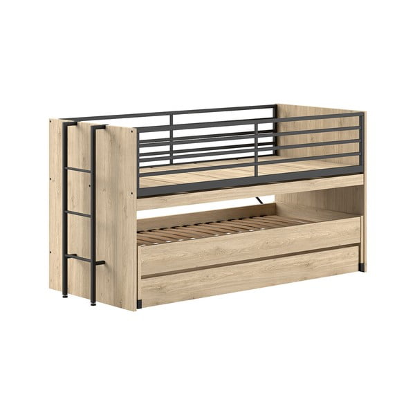 Letto da bambini a castello/estraibile di colore naturale con scrivania con rete inclusa 90x200 cm Sam – Vipack-image-2