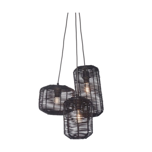 Lampada a sospensione nera con paralume in rattan Tanami - Good&Mojo