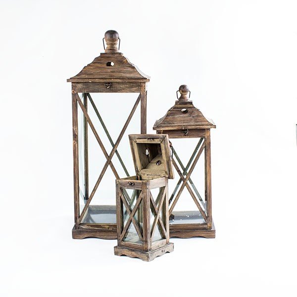 Sada 3 dřevěných luceren Dakls Natura