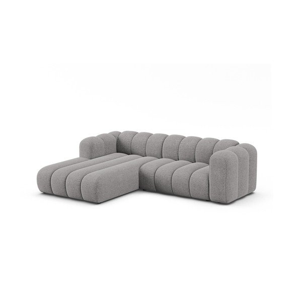 Divano angolare grigio (con penisola a sinistra/con chaise lounge) con rivestimento in ciniglia Lupine – Micadoni -image-1