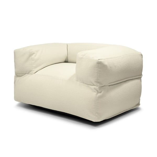 Puof a sacco color crema con rivestimento in bouclé MooG – SLOWDOWN