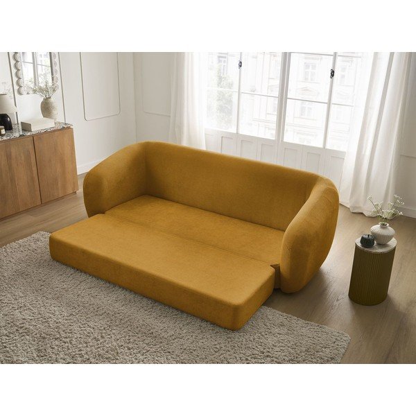 Divano color senape allungabile con rivestimento in ciniglia 228 cm Neyo – Bobochic Paris-image-1