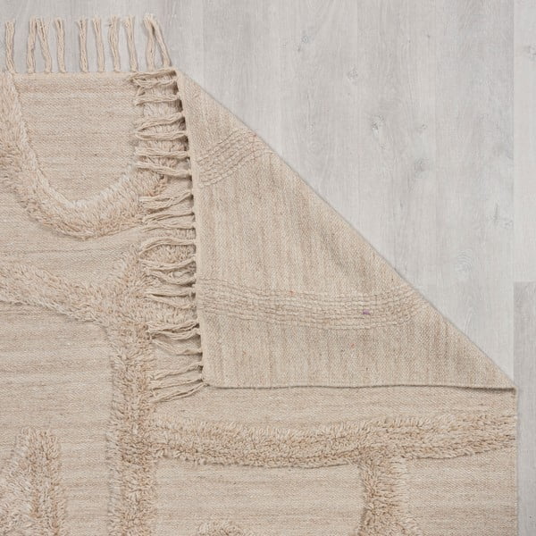 Tappeto beige in lana tessuto a mano 160x230 cm Loma – Flair Rugs-image-3