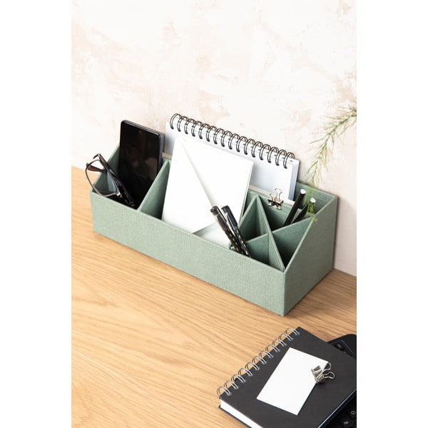 Organizer verde in cartone per cancelleria Elisa Canvas Paper Laminate – Bigso-image-2