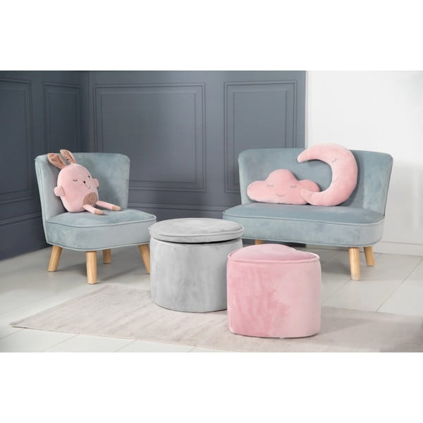 Pouf per bambini in velluto grigio chiaro Lil Sofa - Roba-image-2