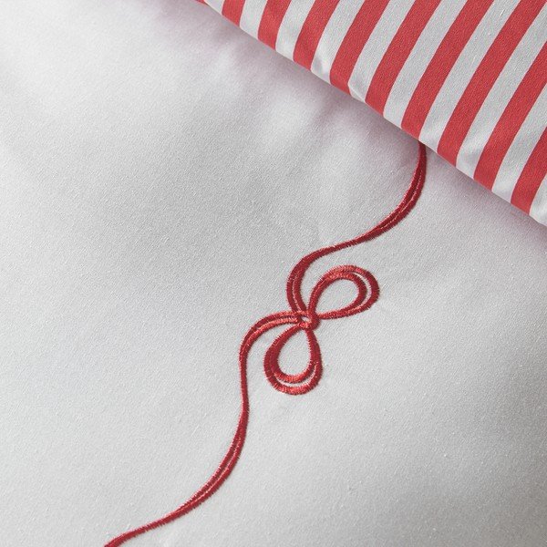 Set copripiumino e federa rosso/bianco per letto matrimoniale 200x200 cm Bow Embroidery – Catherine Lansfield-image-4