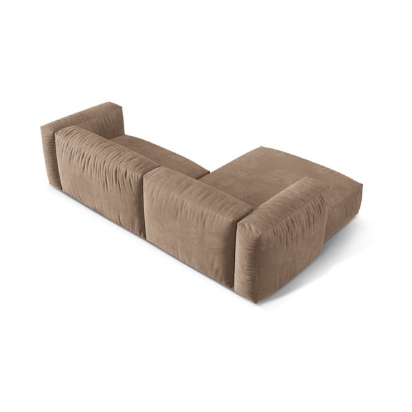 Divano angolare componibile marrone chiaro (con penisola a sinistra/con chaise lounge) con rivestimento in velluto Martina – Micadoni -image-3