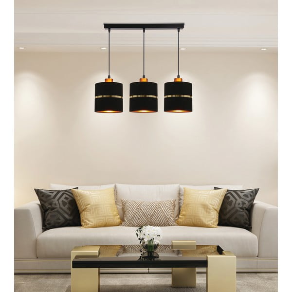 Lampada a sospensione nera con paralume in tessuto ø 15 cm Assam - Candellux Lighting-image-1