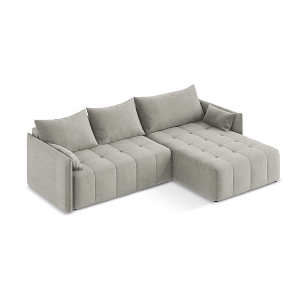Divano angolare grigio chiaro allungabile/con contenitore (con penisola a destra/con chaise lounge) Moku – Makamii-image-2
