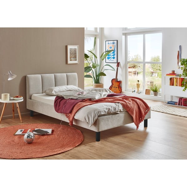 Letto matrimoniale imbottito beige rete non inclusa 140x200 cm Joker – Meise Möbel-image-1