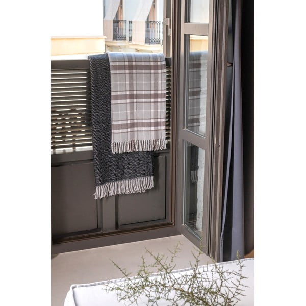 Plaid grigio chiaro con cotone , 140 x 180 cm Texas - Euromant-image-4