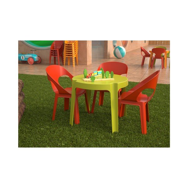 Oranžový dětský zahradní set 1 stolu a 2 židliček Resol Julieta-image-1