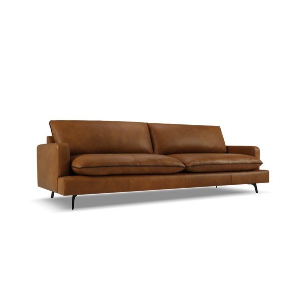 Divano in pelle marrone cognac 260 cm Virna - Micadoni Home-image-2