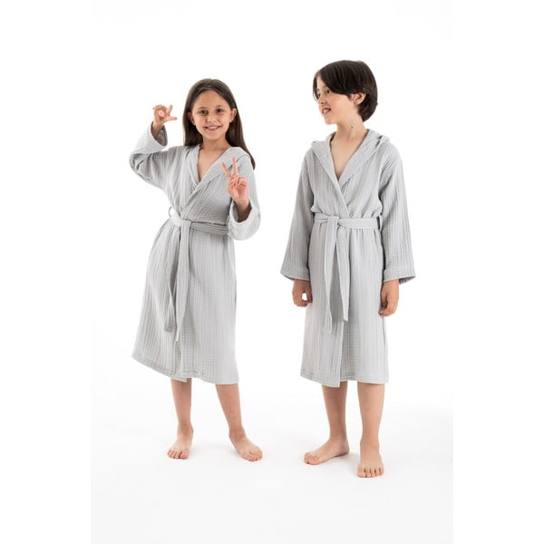 Accappatoio per bambini grigio in mussola 7-8 anni Muslin – Foutastic-image-2