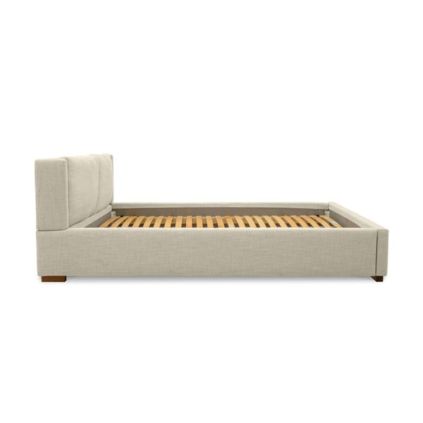 Letto matrimoniale imbottito beige con doghe in legno 160x200 cm Dreamer - Scandic-image-3
