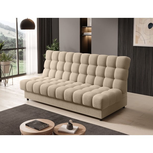 Divano beige allungabile/con contenitore e rivestimento in bouclé 197 cm Clareta – ELTAP-image-3