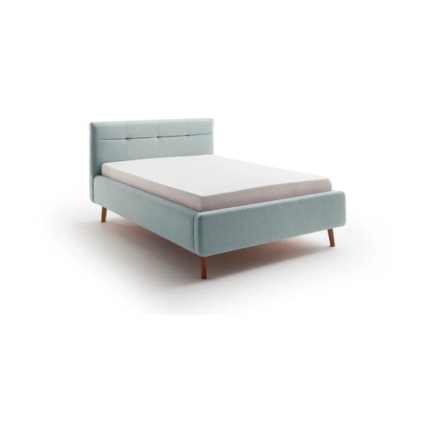 Letto matrimoniale imbottito azzurro con contenitore con rete inclusa 140x200 cm Lotte – Meise Möbel