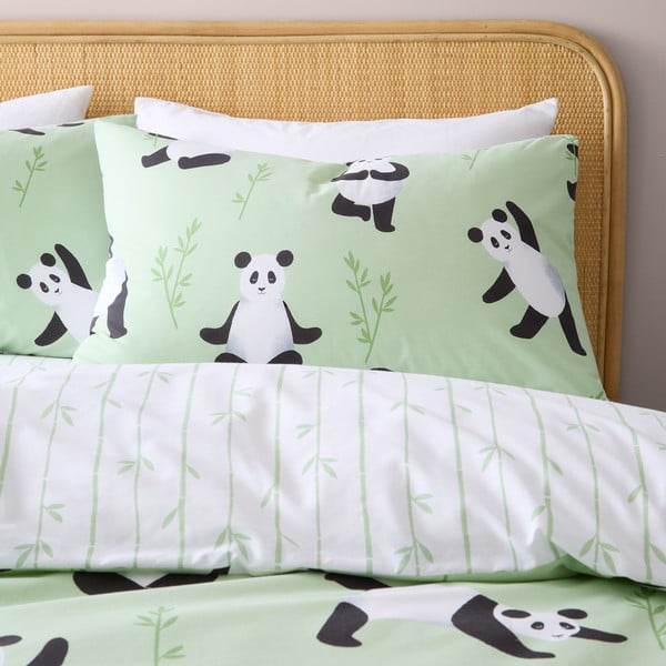 Biancheria da letto per bambini verde per letto matrimoniale 200x200 cm Panda Paws – Catherine Lansfield-image-3