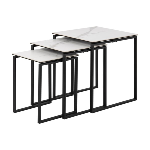 Tavolini bianchi e neri in set di 3 Katrine - Actona-image-2