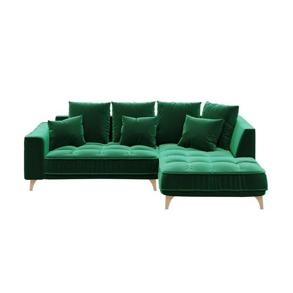 Divano angolare Devichy in velluto verde scuro, angolo destro, 256 cm Chloe - devichy