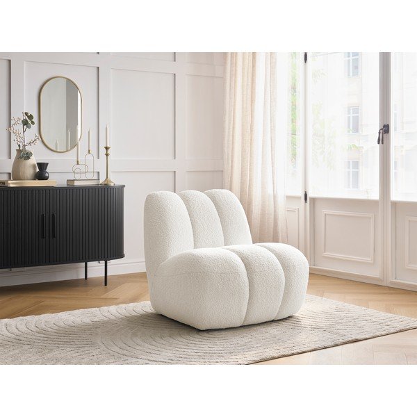 Poltrona bianca con rivestimento in bouclé Janissaire – Bobochic Paris-image-1