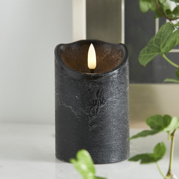 Candela LED in cera nera, altezza 12,5 cm Flamme Rustic - Star Trading-image-1