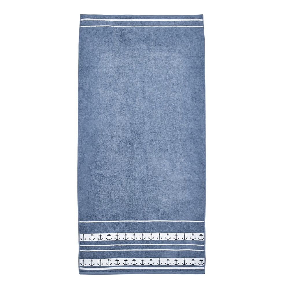 Telo mare blu in cotone 90x180 cm Anchors – Catherine Lansfield | Asciugamani e teli da spiaggia