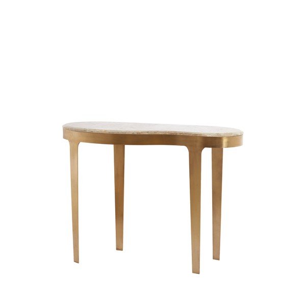 Tavolo consolle color bronzo/grigio tortora con piano in marmo 40x110 cm Giulio – Light & Living