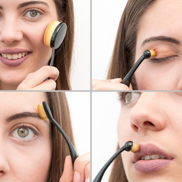 Set di 11 pennelli cosmetici ovali in scatola di custodia - InnovaGoods-image-1