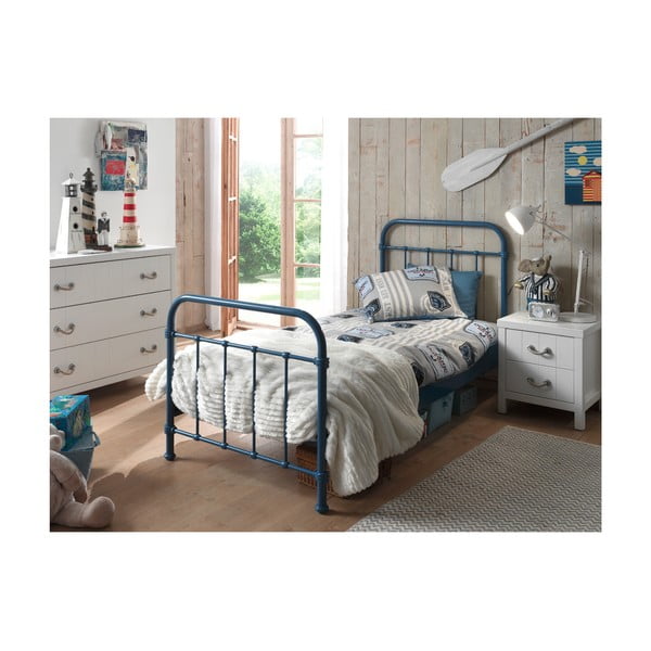 Letto per bambini in metallo blu , 90 x 200 cm New York - Vipack-image-2