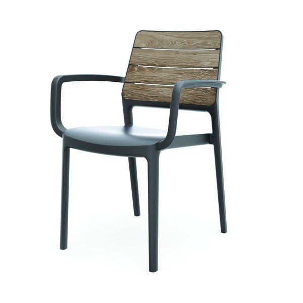 Sedia da esterno grigio scuro/marrone in plastica Deco Porto – Keter