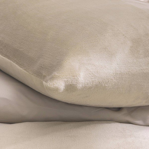Set copripiumino e federa beige in microflanella per letto matrimoniale/per letto esteso 3 pezzi 240x220 cm Flanou – douceur d'intérieur-image-2