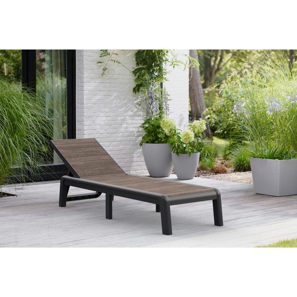 Sdraio da giardino reclinabile/pieghevole in plastica marrone scuro Deco Porto - Keter-image-1