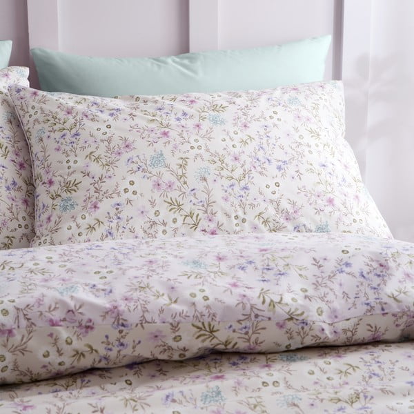 Biancheria da letto lavanda/beige in cotone per letto singolo 135x200 cm Ditsy Floral – Bianca-image-3