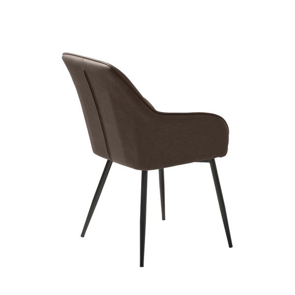 Sedia da pranzo marrone scuro in imbottito con braccioli Melfort – Unique Furniture-image-3