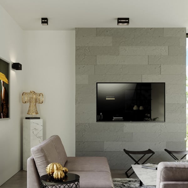 Lampada da soffitto nera con paralume in metallo 10x10 cm Lorum - Sollux-image-4